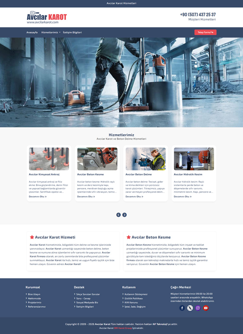 Avcılar Karot - Firma Web Tasarım