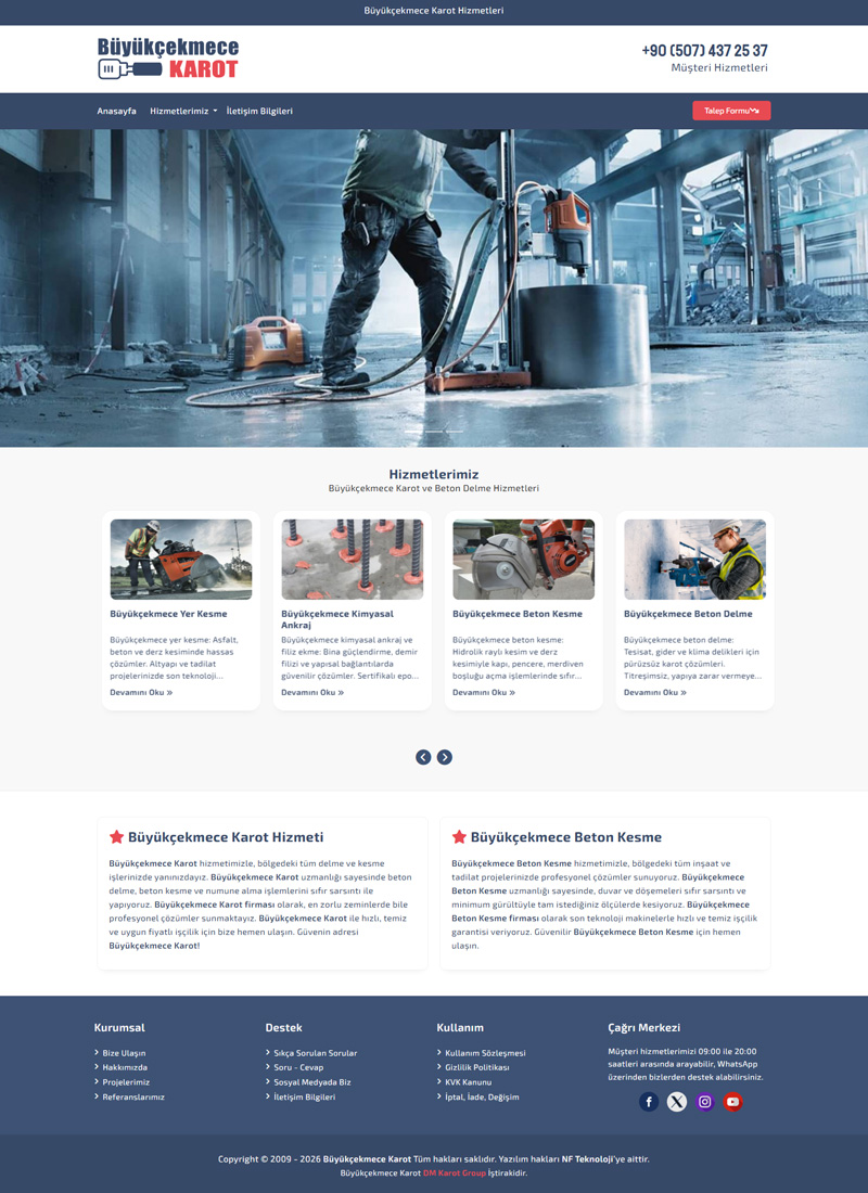 Büyükçekmece Karot - Firma Web Tasarım