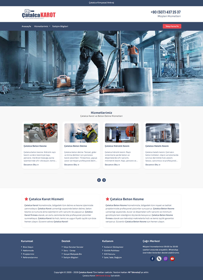 Çatalca Karot - Firma Web Tasarım