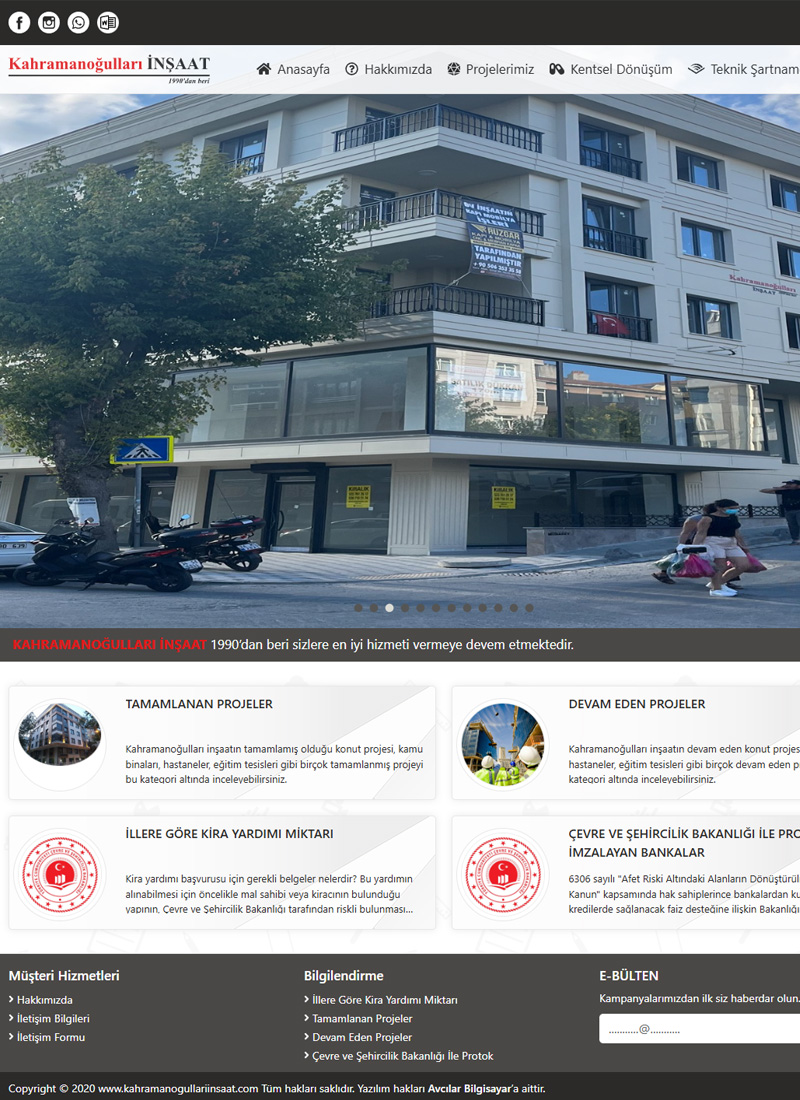 Kahramanoğulları İnşaat - Firma Web Tasarım