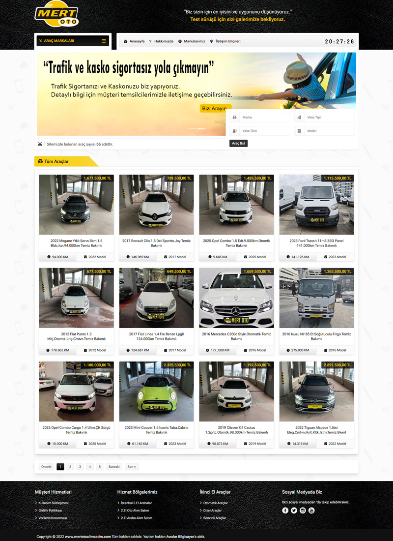 Mert Oto Alım Satım - E-Ticaret Web Tasarım