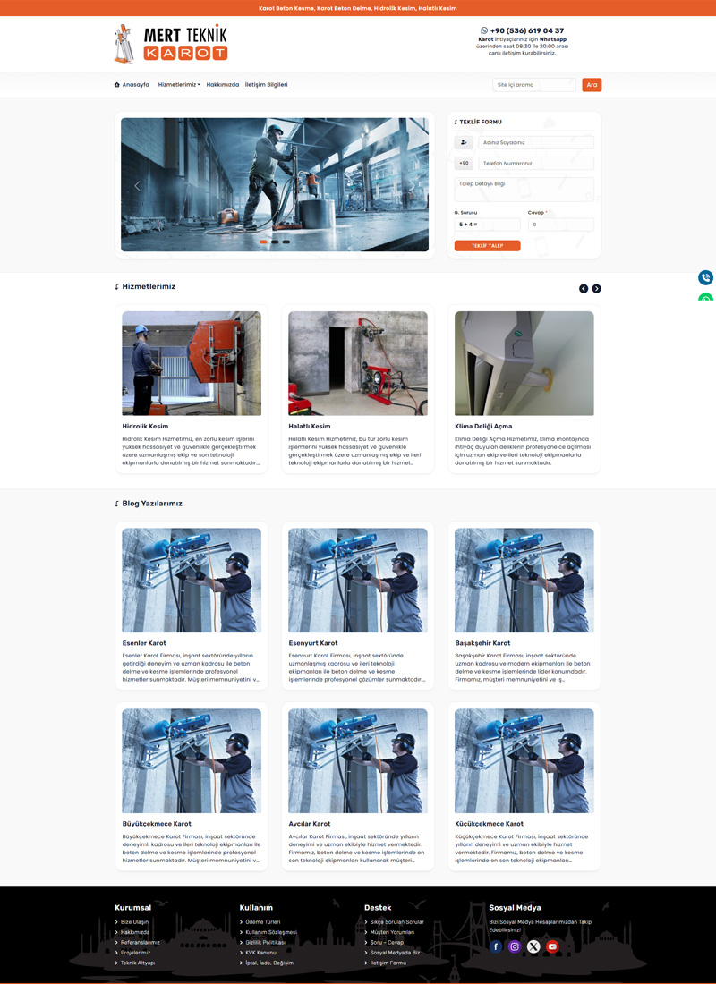 Mert Teknik Karot - Firma Web Tasarım