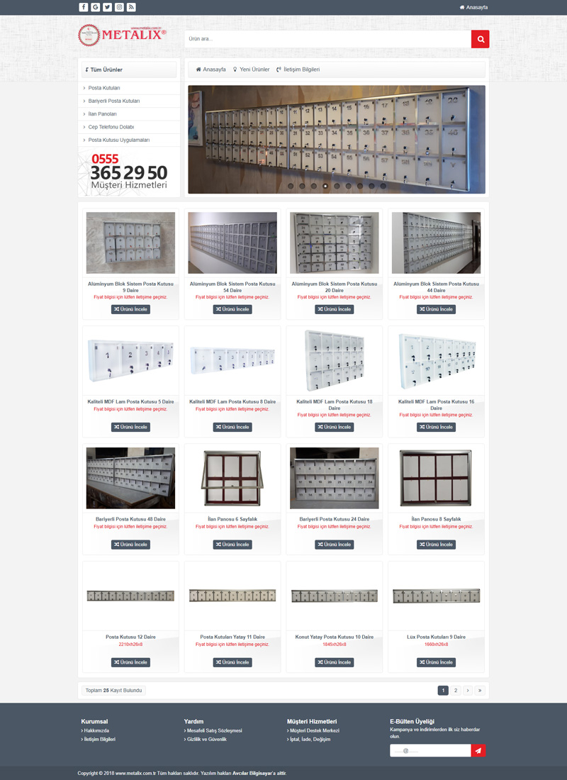 Metalix Posta Kutuları - Firma Web Tasarım