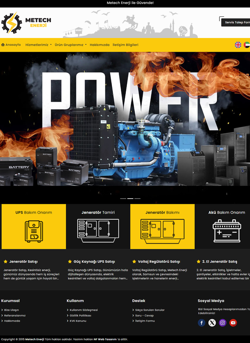 Metech Enerji Jeneratör - Firma Web Tasarım