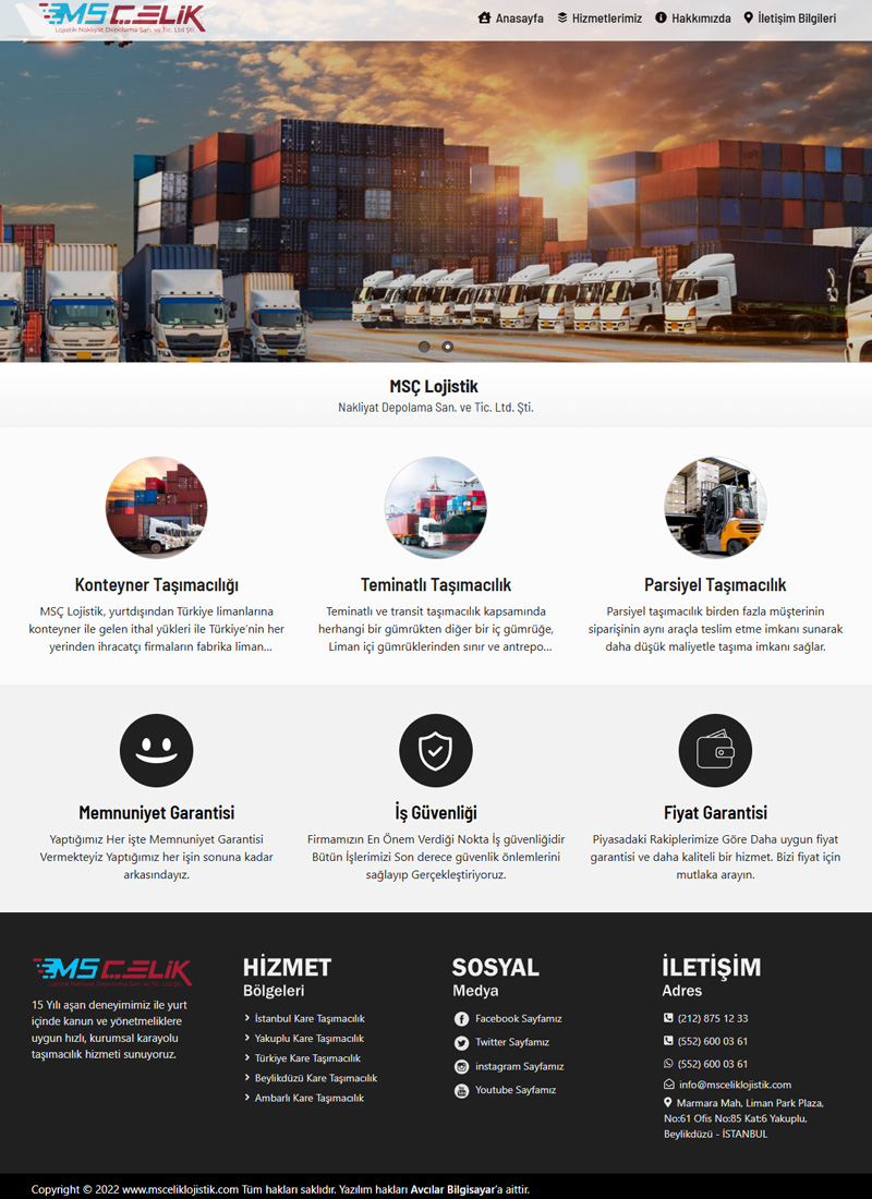 MS Çelik Lojistik - Firma Web Tasarım