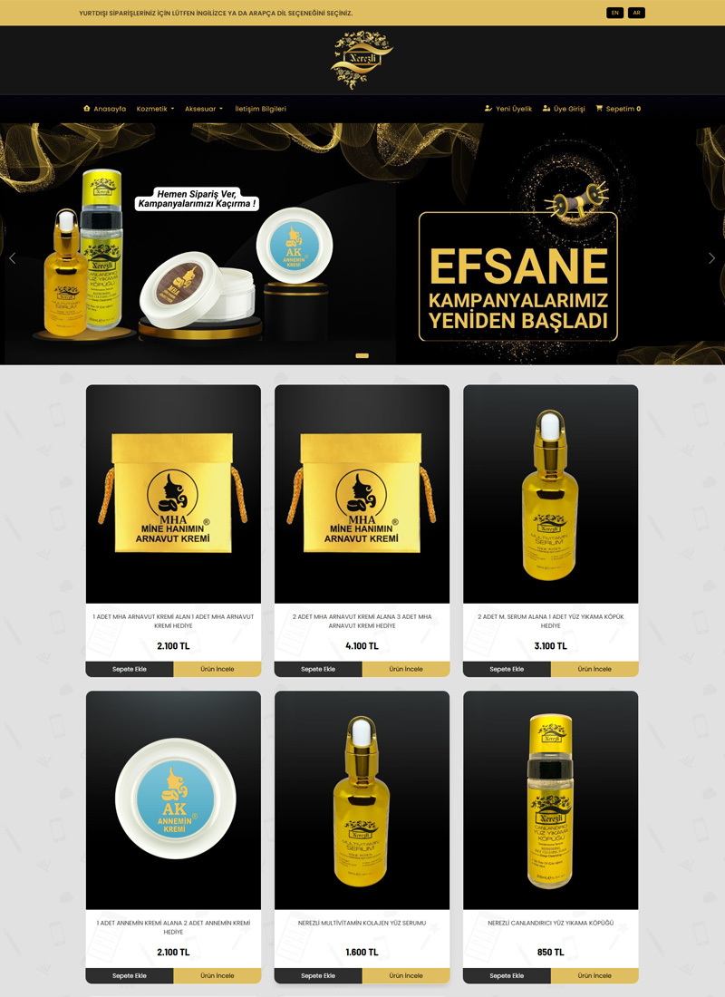 Nerezli Kozmetik - E-Ticaret Web Tasarım